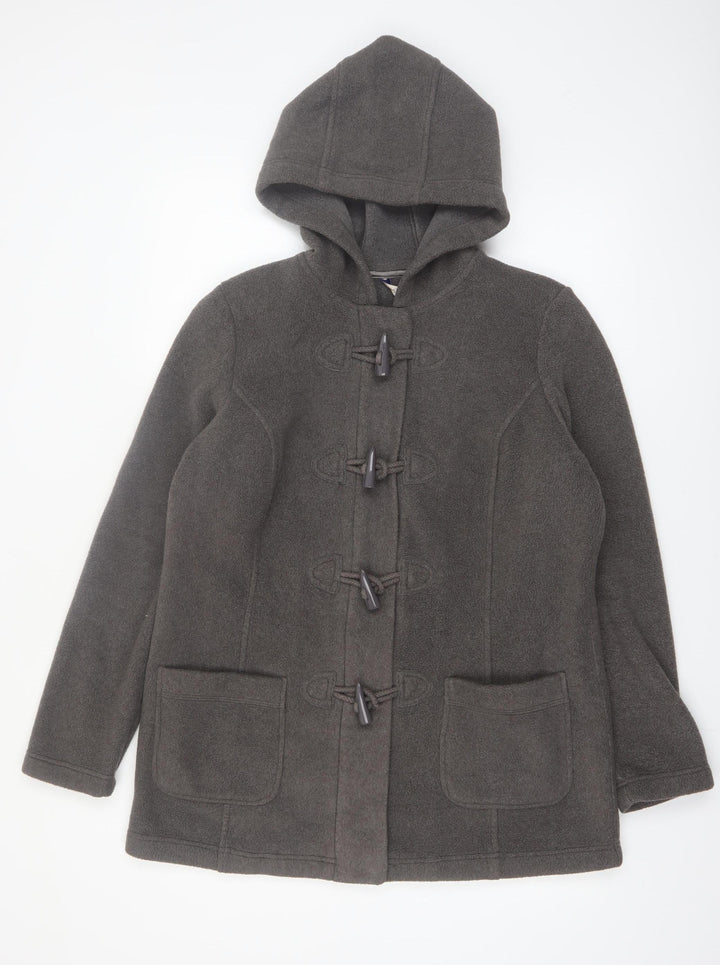 Marks and Spencer Women's Grey Hooded Duffle Coat UK 16 Cotton Polyester