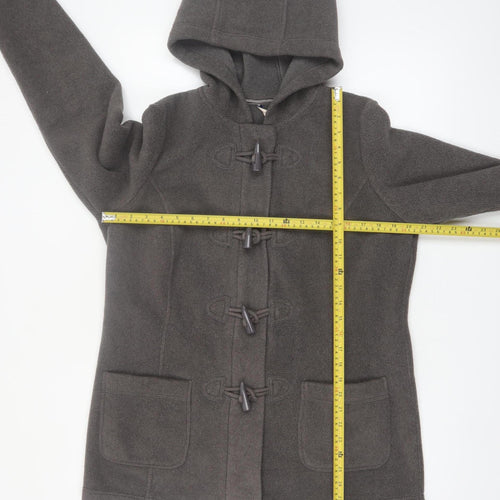 Marks and Spencer Women's Grey Hooded Duffle Coat UK 16 Cotton Polyester
