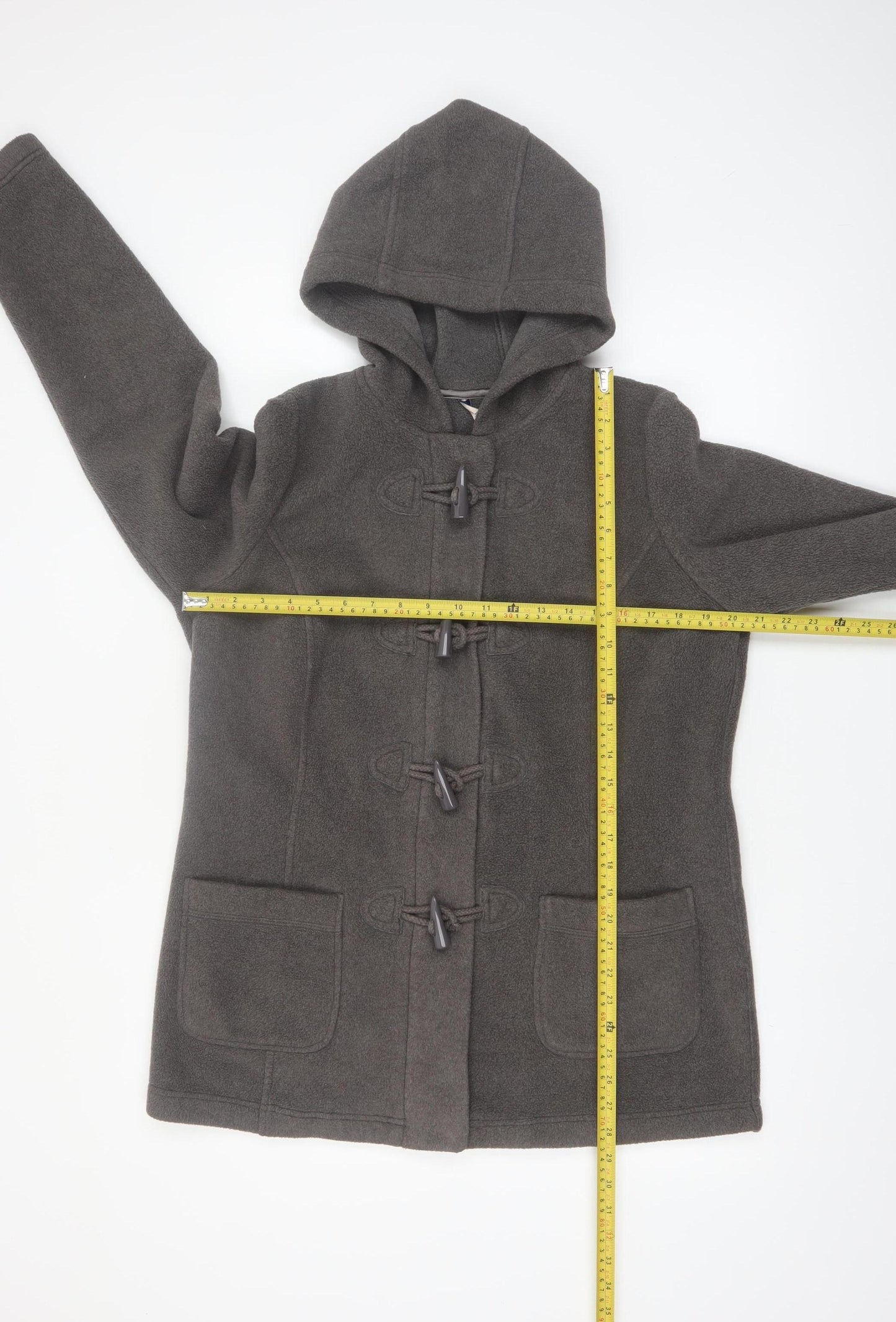 Marks and Spencer Women's Grey Hooded Duffle Coat UK 16 Cotton Polyester