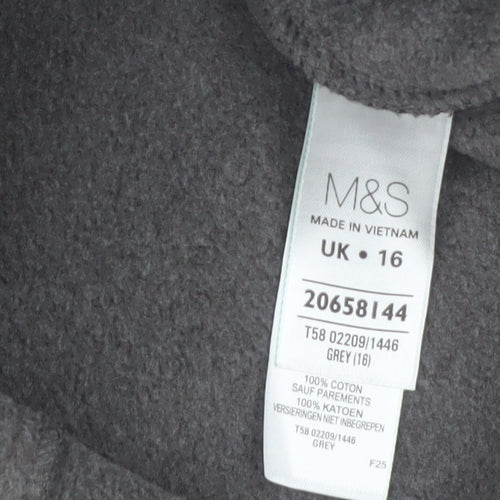 Marks and Spencer Women's Grey Hooded Duffle Coat UK 16 Cotton Polyester