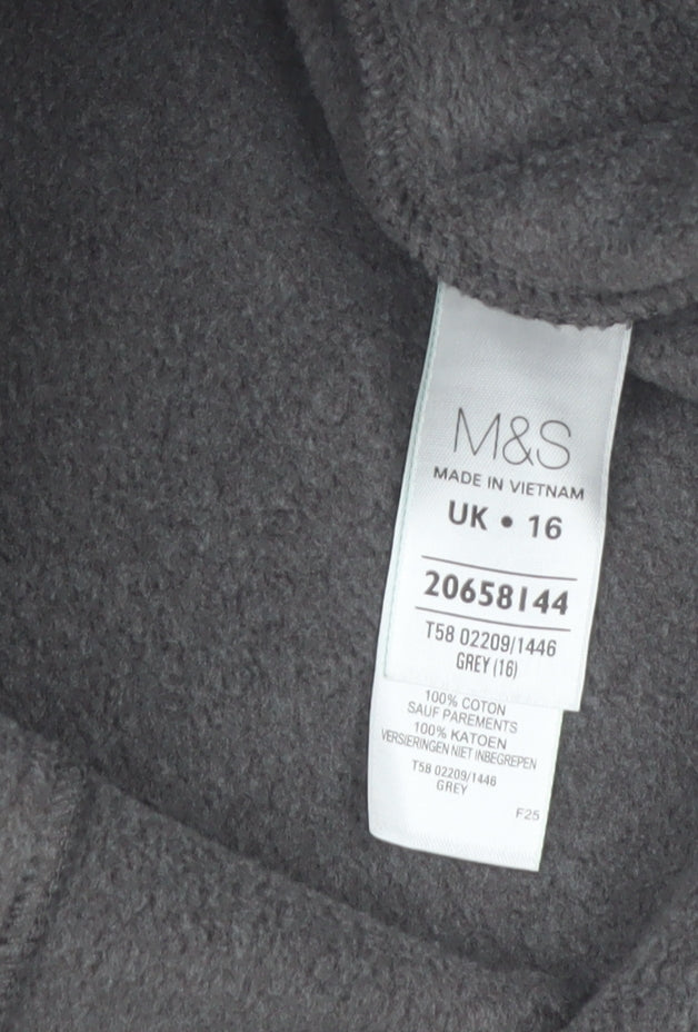 Marks and Spencer Women's Grey Hooded Duffle Coat UK 16 Cotton Polyester