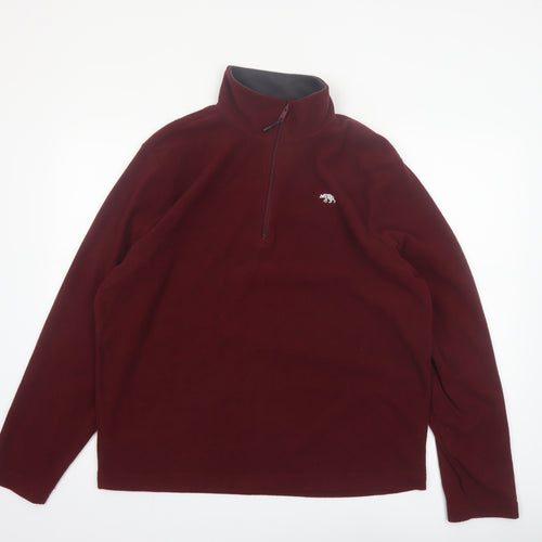 Ridge & Co Mens Red Fleece 1/4 Zip Pullover Sweatshirt XL