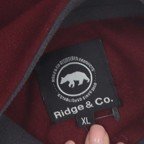 Ridge & Co Mens Red Fleece 1/4 Zip Pullover Sweatshirt XL