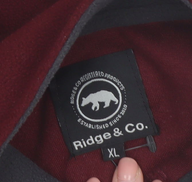 Ridge & Co Mens Red Fleece 1/4 Zip Pullover Sweatshirt XL