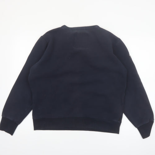 Superdry Men’s Blue XL Crew Neck Pullover Sweatshirt with Zipped Pockets