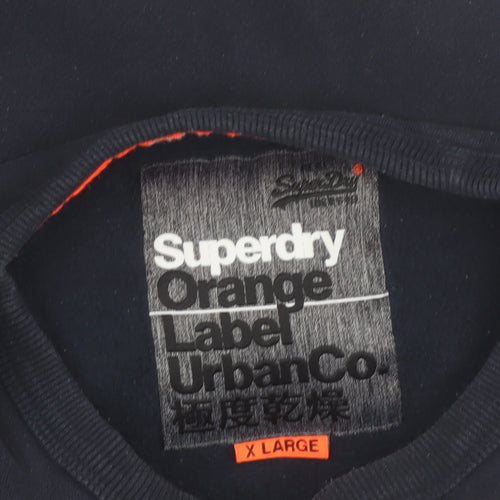 Superdry Men’s Blue XL Crew Neck Pullover Sweatshirt with Zipped Pockets