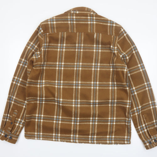 Threadbare Men's Brown Check Flannel Jacket L Regular Fit