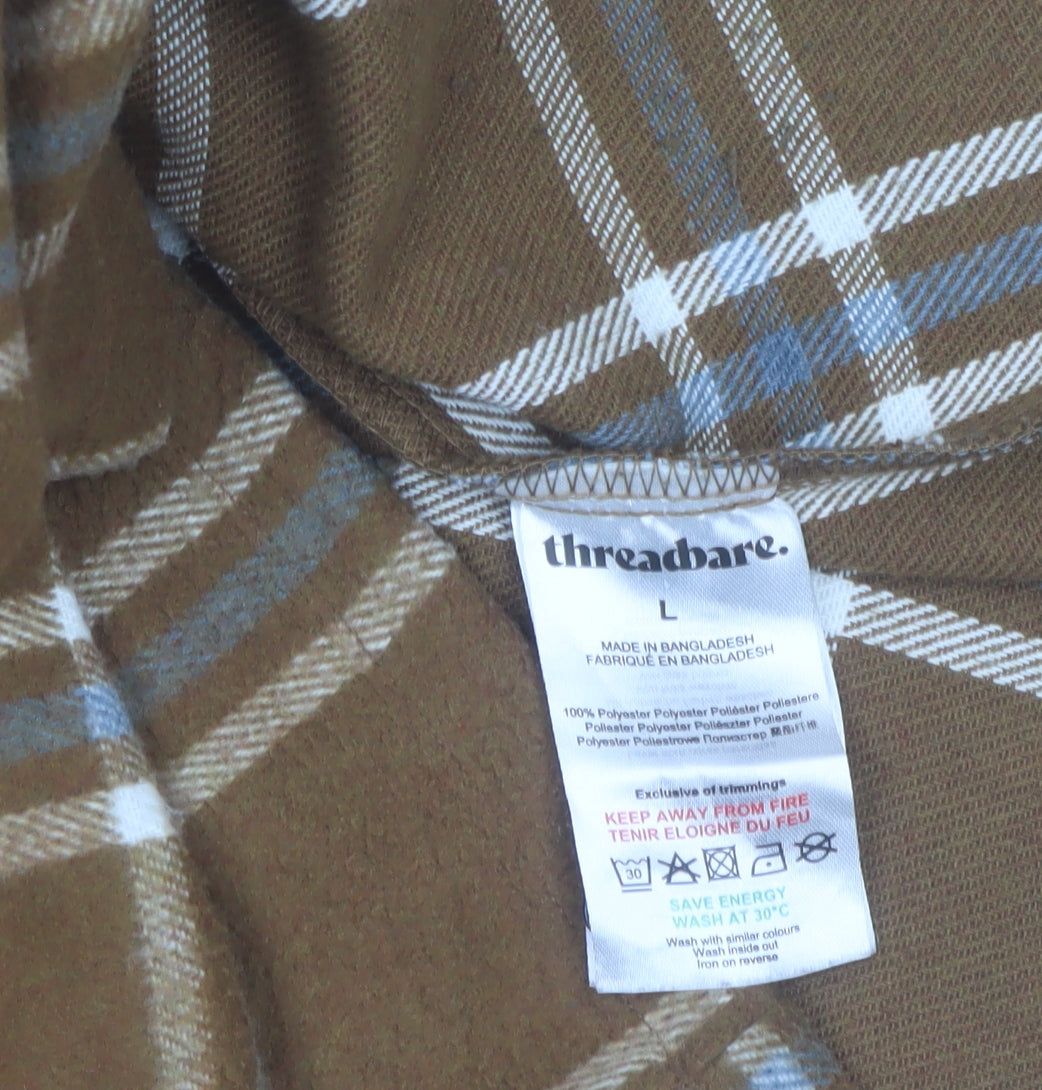 Threadbare Men's Brown Check Flannel Jacket L Regular Fit