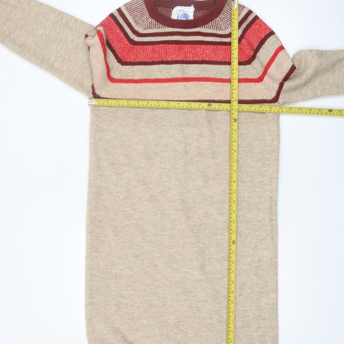 Mantaray Women’s Beige Striped Jumper Dress Size 10 Knit Classic