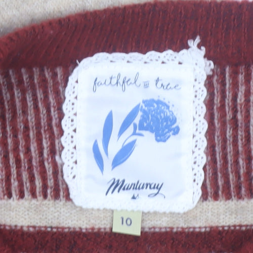 Mantaray Women’s Beige Striped Jumper Dress Size 10 Knit Classic