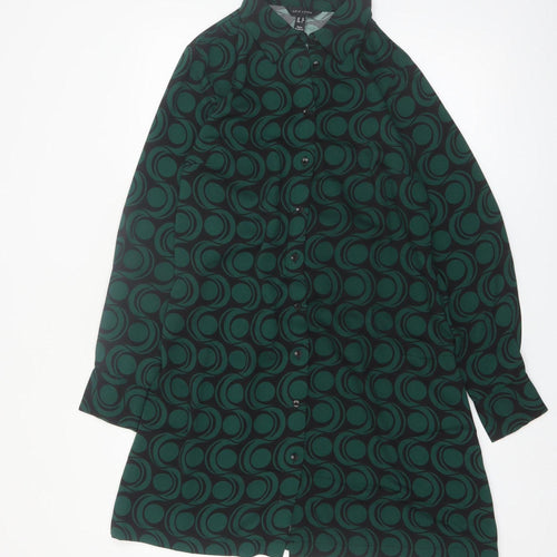 New Look Women’s Green Geometric Collared Shirt Dress UK 12