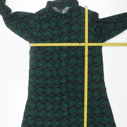 New Look Women’s Green Geometric Collared Shirt Dress UK 12