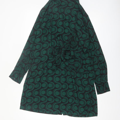New Look Women’s Green Geometric Collared Shirt Dress UK 12