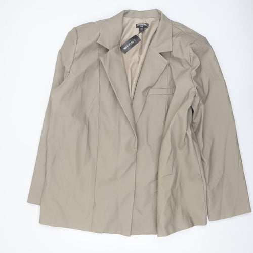 PrettyLittleThing Women Beige Plus Size 26 Faux Leather Blazer