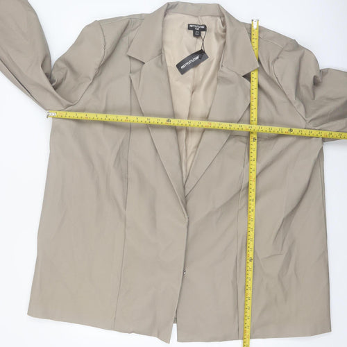 PrettyLittleThing Women Beige Plus Size 26 Faux Leather Blazer