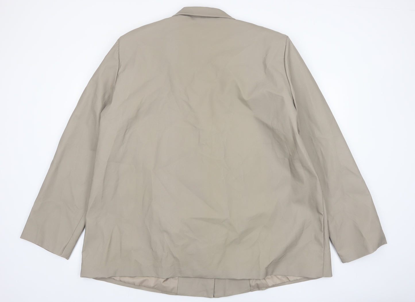 PrettyLittleThing Women Beige Plus Size 26 Faux Leather Blazer