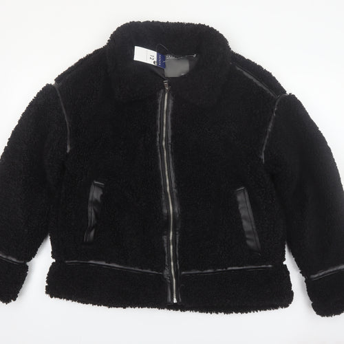 Papaya Women’s Black Faux Shearling Bomber Jacket Size 12