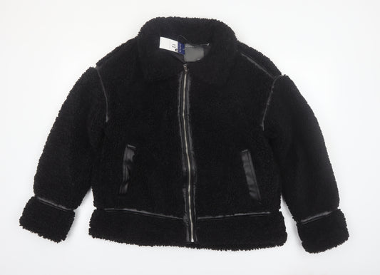 Papaya Women’s Black Faux Shearling Bomber Jacket Size 12
