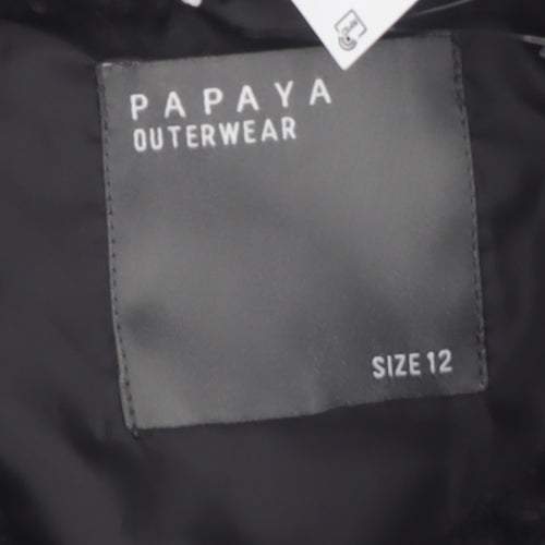 Papaya Women’s Black Faux Shearling Bomber Jacket Size 12