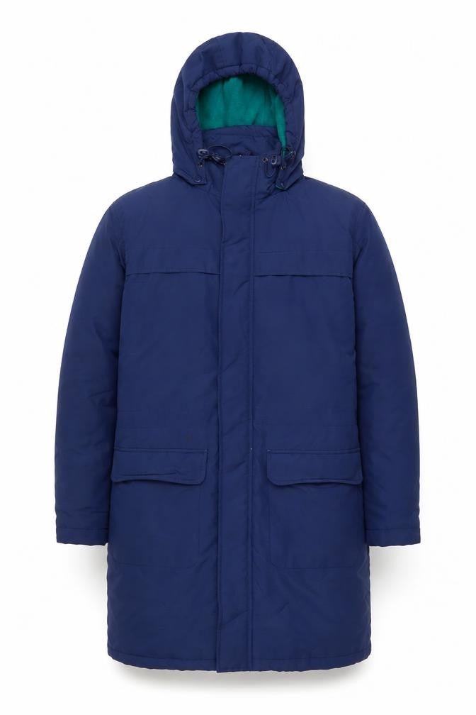 Cotton Traders Women Navy Blue Hooded Parka Coat Size S