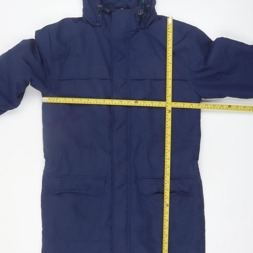Cotton Traders Women Navy Blue Hooded Parka Coat Size S