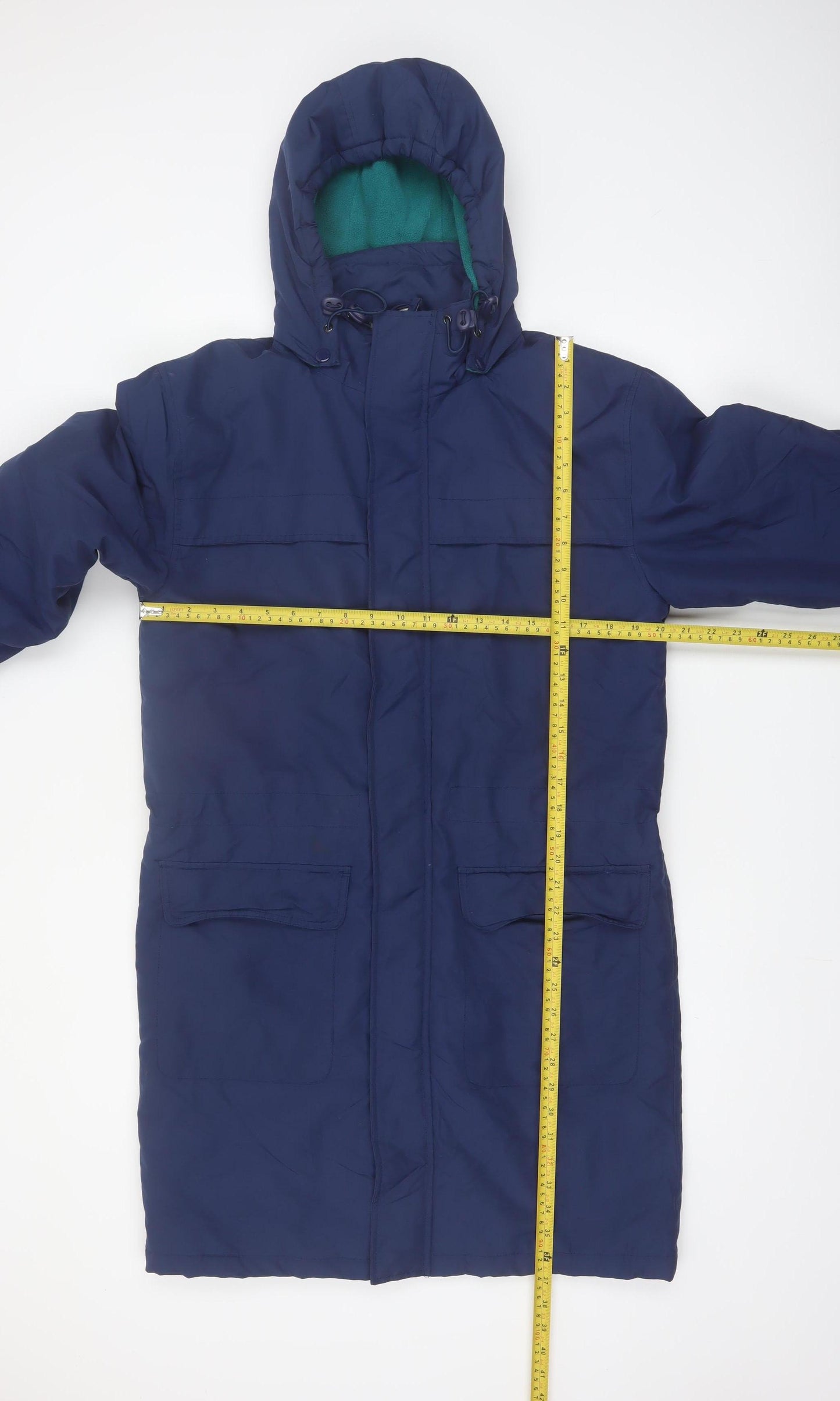 Cotton Traders Women Navy Blue Hooded Parka Coat Size S