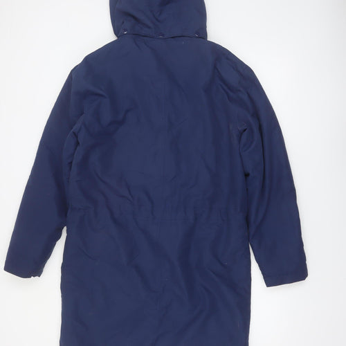 Cotton Traders Women Navy Blue Hooded Parka Coat Size S