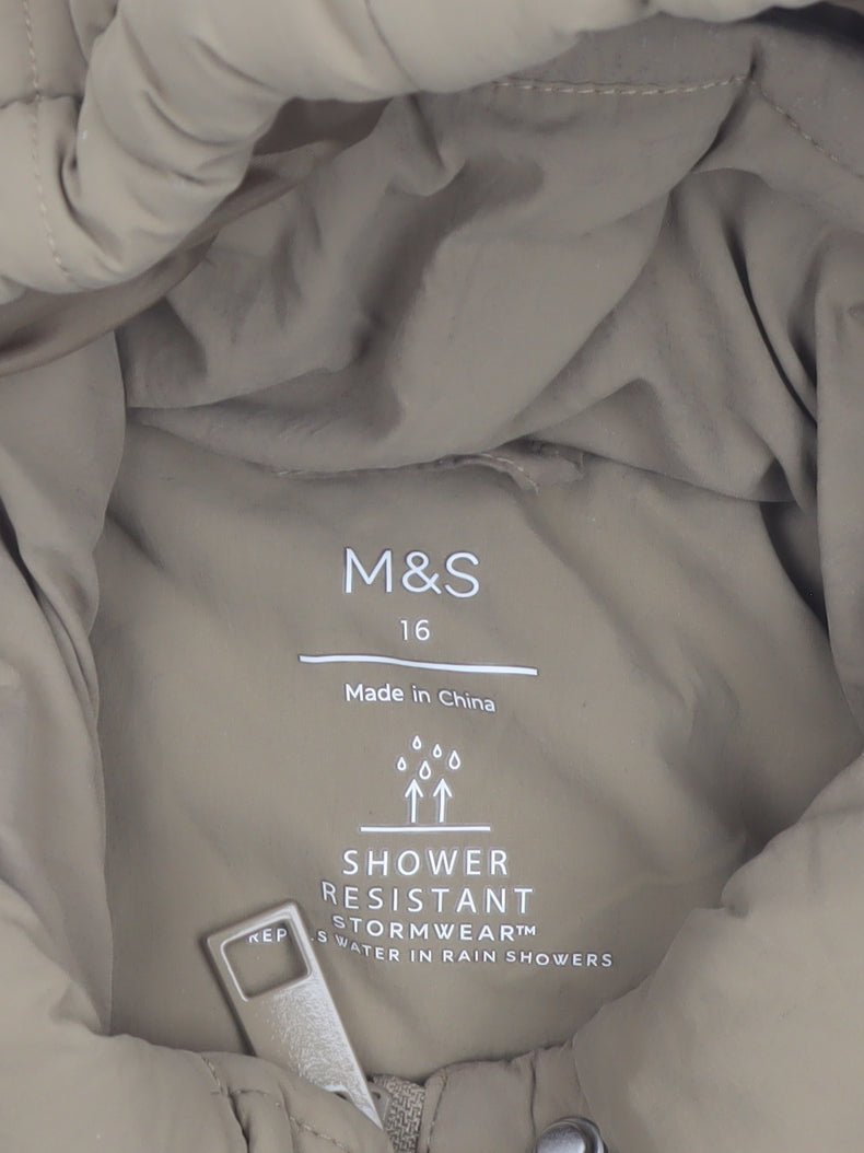 Marks and Spencer Women's Beige Hooded Puffer Jacket Size 16