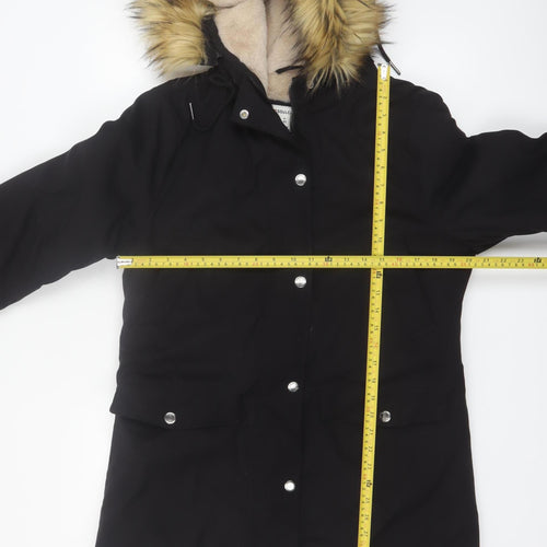 Soulcal & Co Women's Black Faux Fur Hooded Parka Coat Size 14