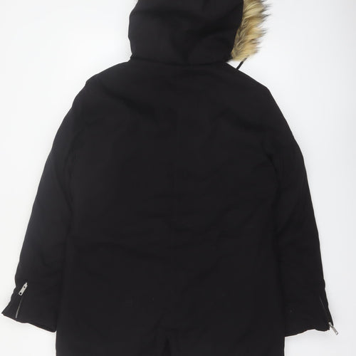 Soulcal & Co Women's Black Faux Fur Hooded Parka Coat Size 14