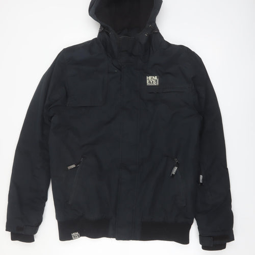 Henleys Womens Black Hooded Parka Jacket M Regular Winter Lined