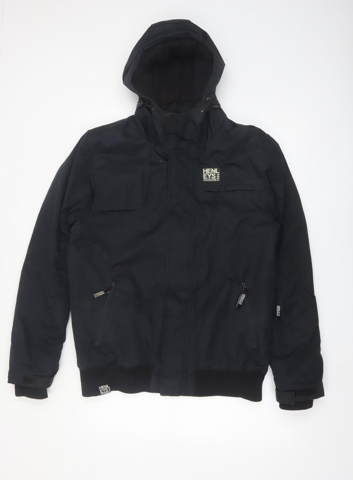 Henleys Womens Black Hooded Parka Jacket M Regular Winter Lined
