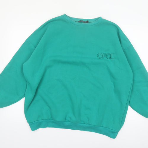 Boohoo Women’s Green Pullover Sweatshirt M Petite Cotton Blend