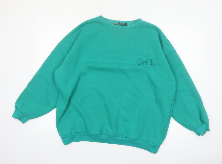 Boohoo Women’s Green Pullover Sweatshirt M Petite Cotton Blend