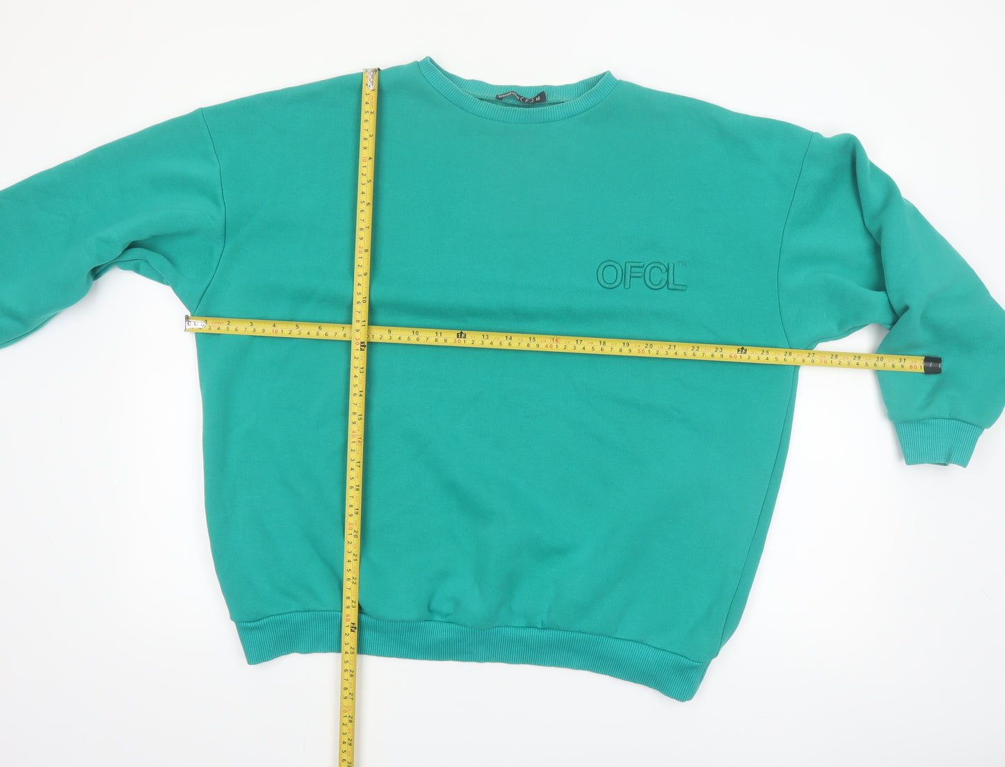 Boohoo Women’s Green Pullover Sweatshirt M Petite Cotton Blend