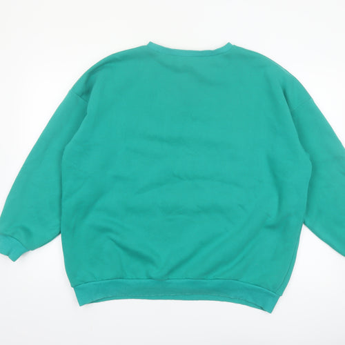 Boohoo Women’s Green Pullover Sweatshirt M Petite Cotton Blend