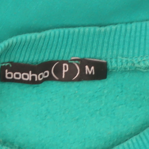 Boohoo Women’s Green Pullover Sweatshirt M Petite Cotton Blend