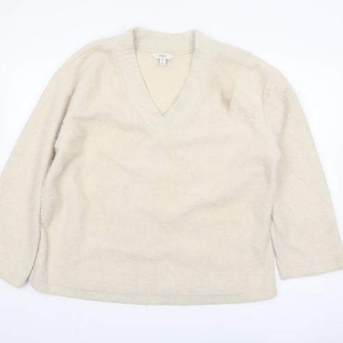Marks and Spencer Women’s Beige V-Neck Knit Jumper M