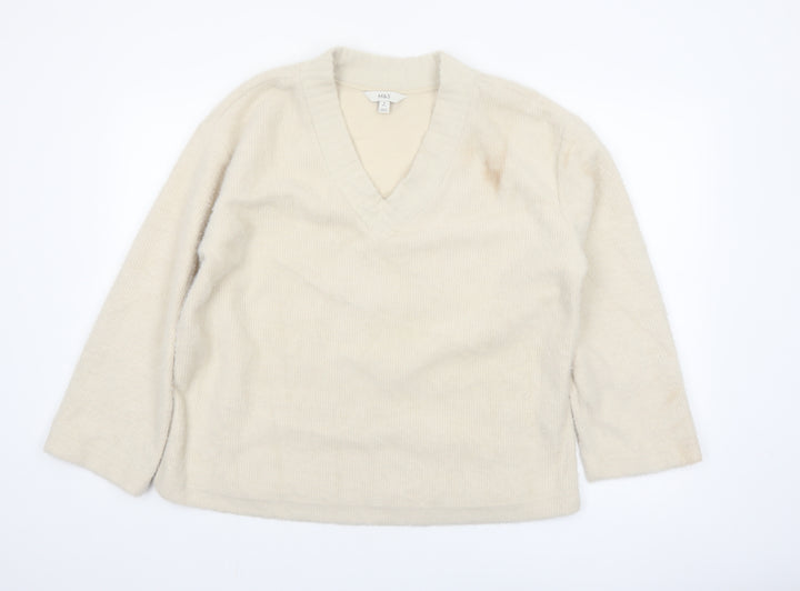 Marks and Spencer Women’s Beige V-Neck Knit Jumper M