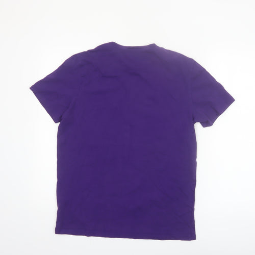 Jack & Jones Men's Purple Graphic Print Cotton Crew Neck T-Shirt L