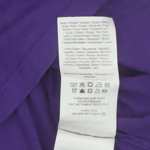 Jack & Jones Men's Purple Graphic Print Cotton Crew Neck T-Shirt L