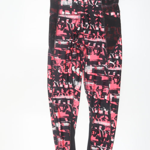 Puma Womens Black Pink Drycell Graphic Leggings Size S Running Gymwear