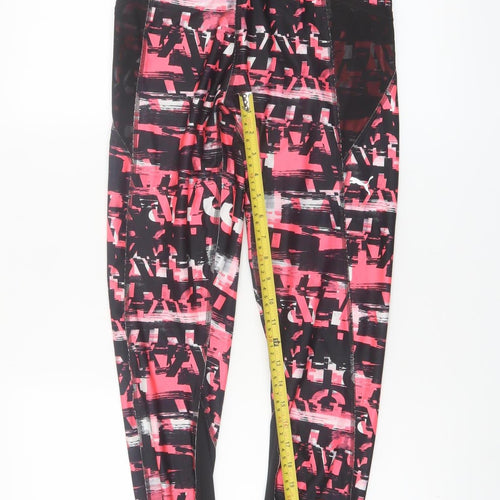 Puma Womens Black Pink Drycell Graphic Leggings Size S Running Gymwear