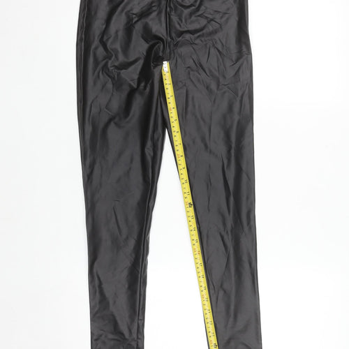 Primark Women Black Faux Leather High Rise Ankle Leggings Size 10-12