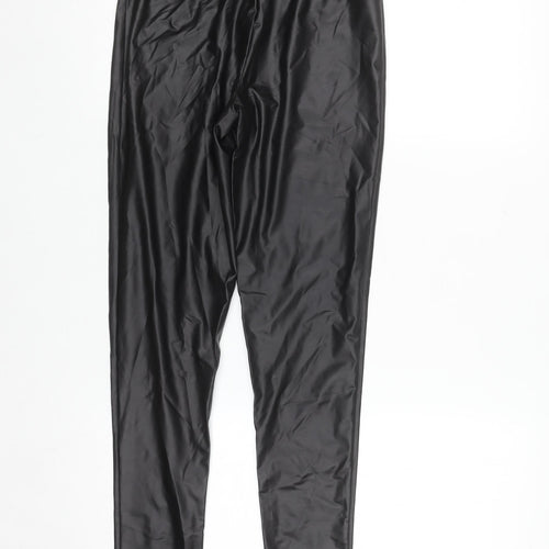 Primark Women Black Faux Leather High Rise Ankle Leggings Size 10-12