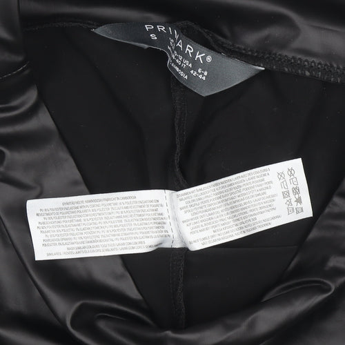 Primark Women Black Faux Leather High Rise Ankle Leggings Size 10-12