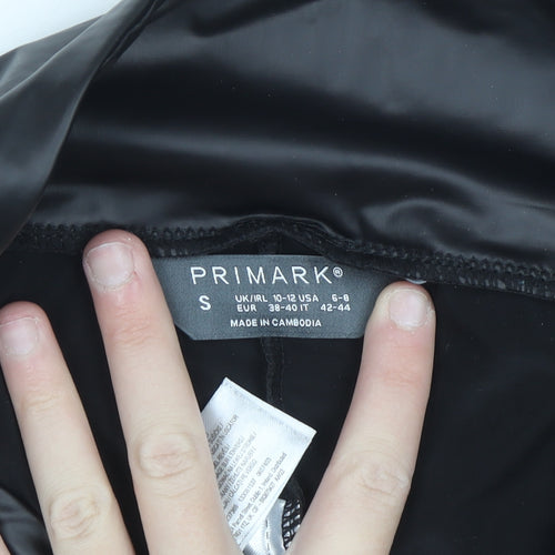 Primark Women Black Faux Leather High Rise Ankle Leggings Size 10-12