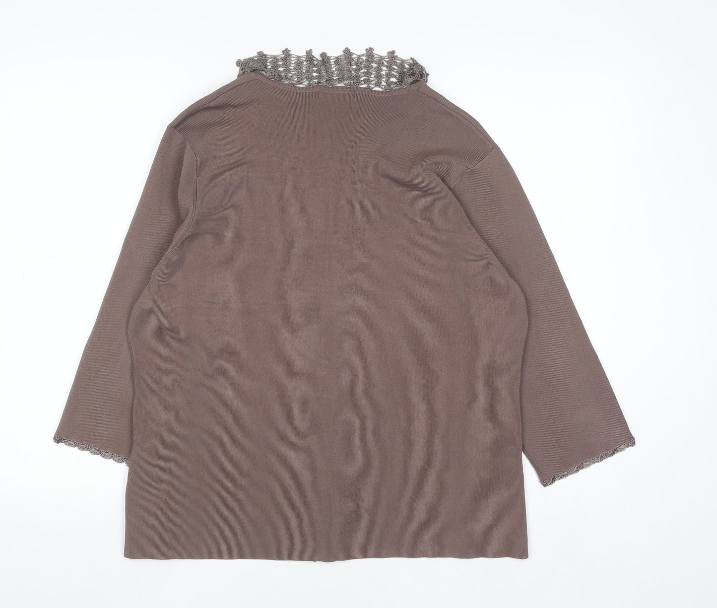 Berkertex Women Brown Size 22 Crochet Trim Knit Cardigan