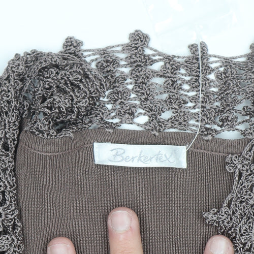 Berkertex Women Brown Size 22 Crochet Trim Knit Cardigan