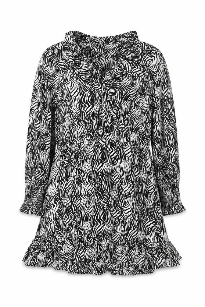 Savida Women’s Black Zebra Print Short A-Line Dress Size 10